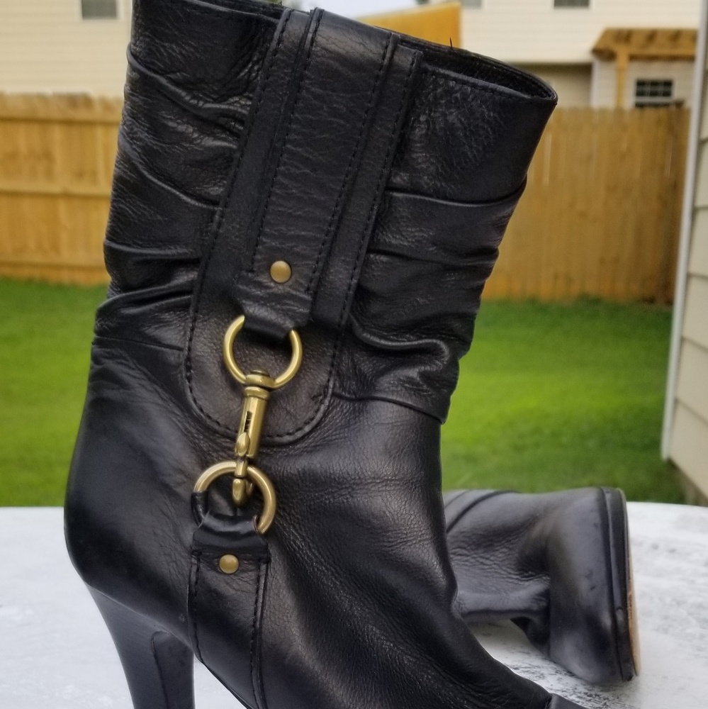 Coach Leather Boots with gold clasp